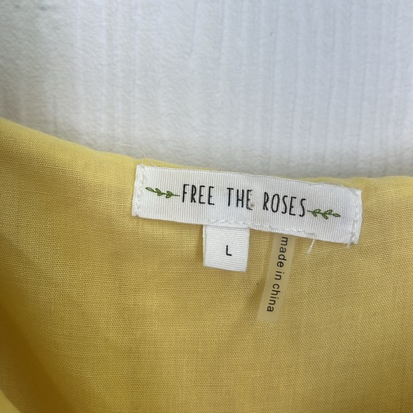 Free The Roses - Yellow Sweetheart With Raw Edges Details Maxi Dress Size  Large - Picture 11 of 14